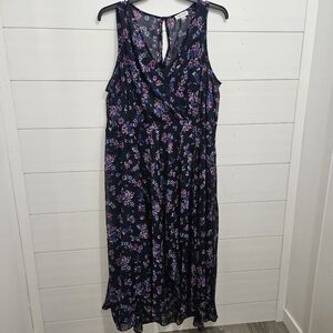 Calvin Klein Floral Chiffon Faux Wrap Midi Dress 22W